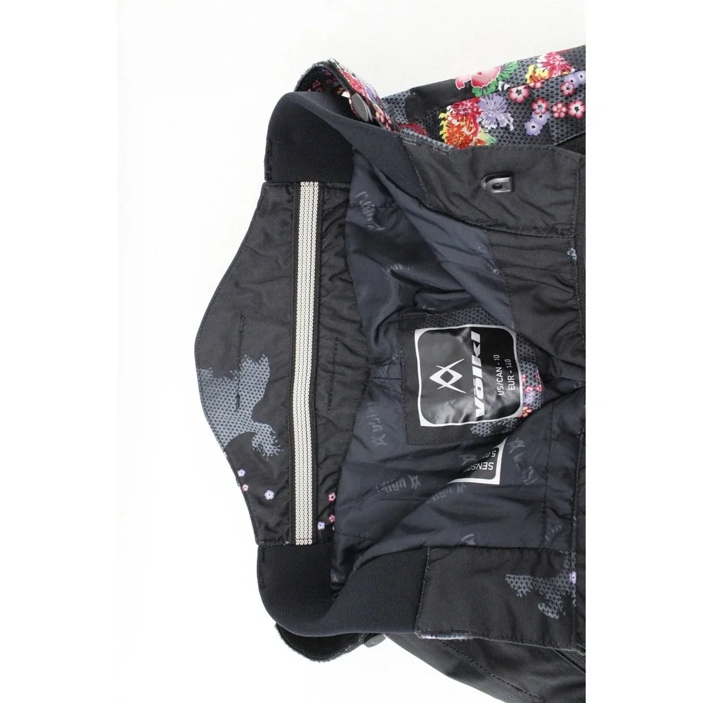 Volkl Ski Snowboard Pants Youth Size 10 Black‎ with Bright Floral Pattern